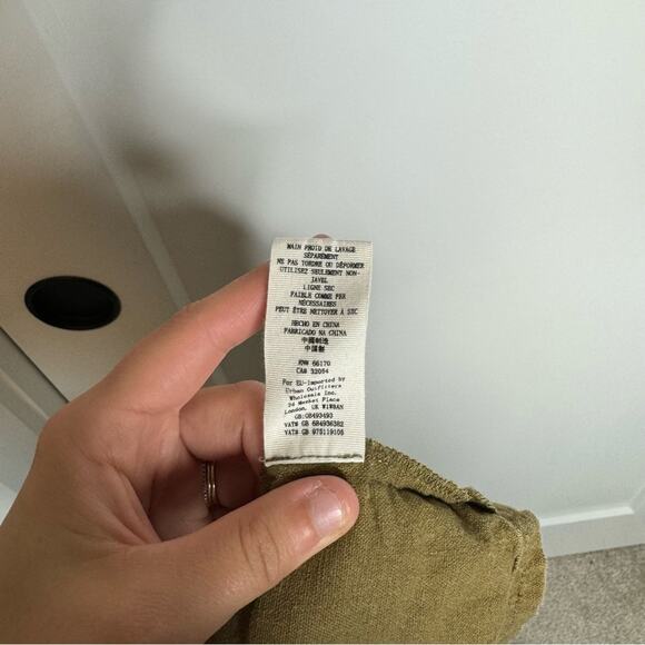 Free People Silver Springs Army Green Side Tie Linen Shorts Size XS - Picture 7 of 8